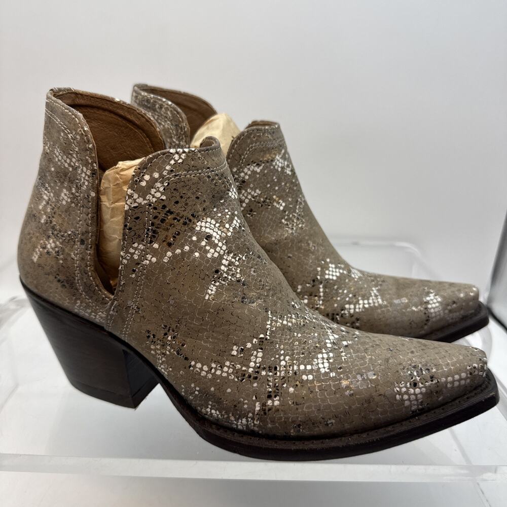 Ariat Dixon 8.5 Metallic Silver Snakeprint Snip Toe Ankle Boots Booties 10029650